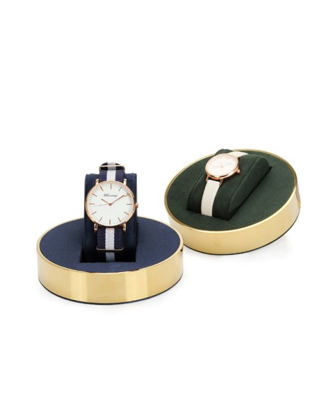 Luksusowe metalowe tace na zegarki z czarnej skóry na sprzedaż