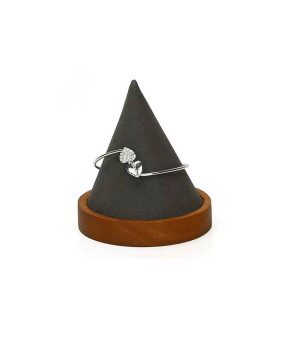 Soporte de exhibición de brazalete de madera de terciopelo gris oscuro a la venta