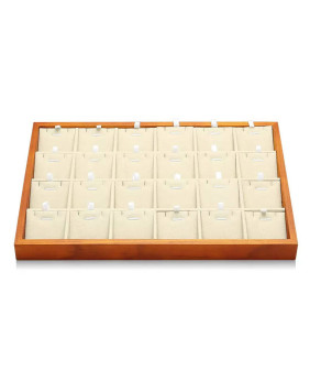 Gray Leather and Off White Leather Grid Jewelry Necklace Display Tray For Sale