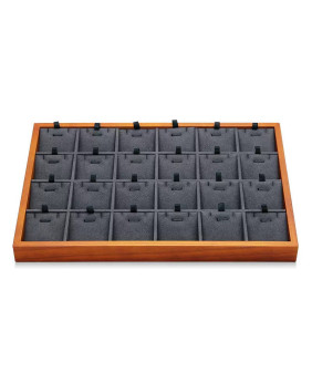 Gray Leather and Off White Leather Grid Jewelry Necklace Display Tray For Sale