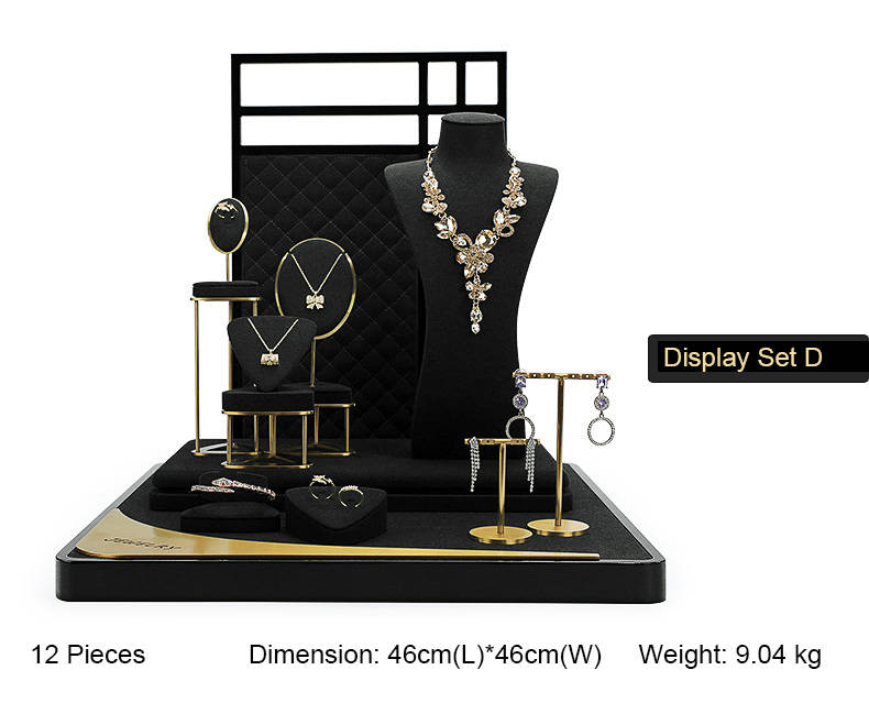 Black Gold Metal Jewelry Showcase Display Kits