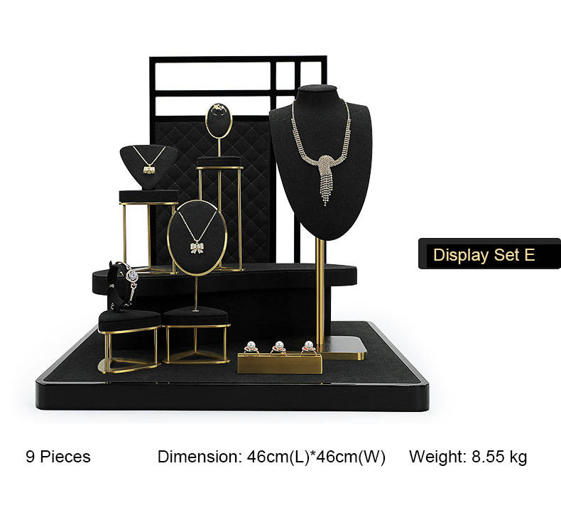 Black Gold Metal Jewelry Showcase Display Kits