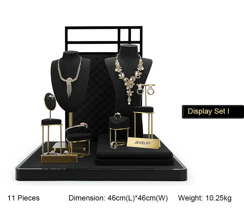 Black Gold Metal Jewelry Showcase Display Kits