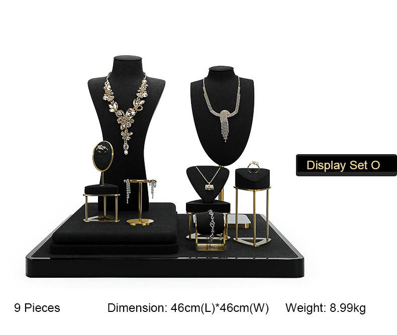 Black Gold Metal Jewelry Showcase Display Kits