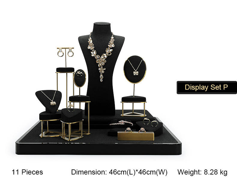 Black Gold Metal Jewelry Showcase Display Kits